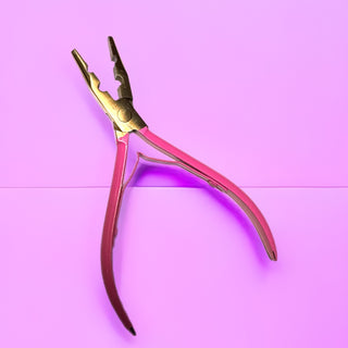 Stainless Steel Pink + Gold Hair Extension Pliers